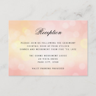 Cartão De Informações Recepção de casamento Luxury Rosa Bokeh Glitter