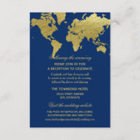 Recepção de Casamento Mapa Mundial Elegante Azul N