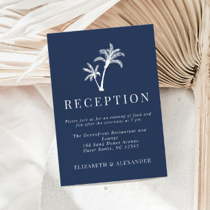 Cartão De Informações Recepção de casamento marinho azul Tropical Palm T