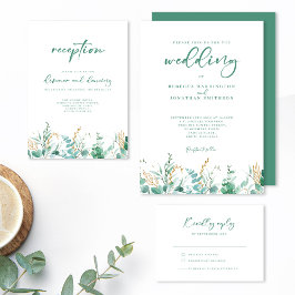 Cartão De Informações Recepção de casamento mínima de Eucalyptus