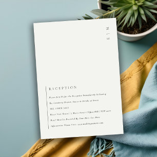 Cartão De Informações Recepção de casamento Mínima de Tipografia Branca