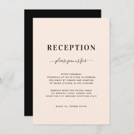 Cartão De Informações Recepção de casamento Mínima Preta Cor-de-Rosa