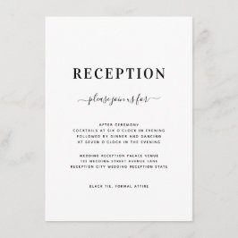 Cartão De Informações Recepção de casamento Mínima Preta e Branca Modern