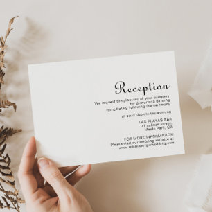 Cartão De Informações Recepção de casamento minimalista