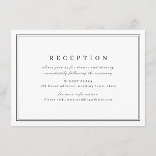 Cartão De Informações Recepção de casamento minimalista branca escura El