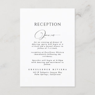Cartão De Informações Recepção de Casamento Minimalista Chique Preto e B