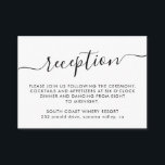 Cartão De Informações Recepção de casamento Minimalista Simples de Scrip<br><div class="desc">Placa de Recepção de casamento branca e preta,  escrita e escrita,  simples e minimalista.</div>