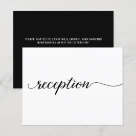 Cartão De Informações Recepção de casamento minimalista simples preto e 