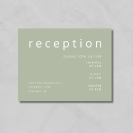 Cartão De Informações Recepção de casamento Minimalista Verde Sage