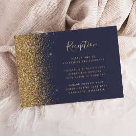 Cartão De Informações Recepção de Casamento Moderna com Brilho Dourado A