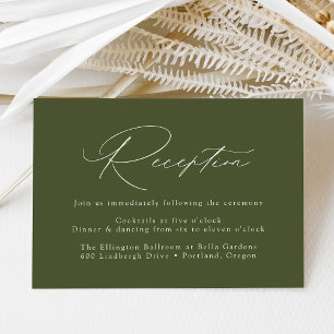 Cartão De Informações Recepção de Casamento Moderna e Elegante em Verde