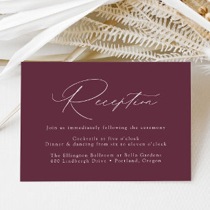 Cartão De Informações Recepção de Casamento Moderna e Elegante Roxa