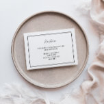 Cartão De Informações Recepção de casamento Moderna Elegante<br><div class="desc">Este elegante cartão de recepção de casamento moderno é perfeito para o seu casamento minimalista moderno. Esta design apresenta uma caligrafia simples preta com um fundo branco neutro que combina com o seu casamento clássico tradicional ou o casamento de boho minimalista no primavera, verão, outono ou inverno. Por favor, sinta-se...</div>