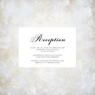 Cartão De Informações Recepção de casamento Moderna Elegante Preto e Bra