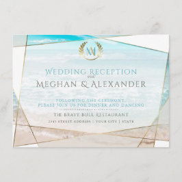 Cartão De Informações Recepção de Casamento | Monograma Moderno de Praia