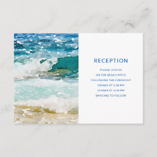 Cartão De Informações recepção de casamento na praia tropical