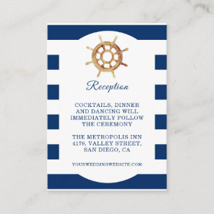 Cartão De Informações Recepção de casamento náutica do volante do marinh