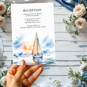 Cartão De Informações Recepção de Casamento Náutico ao Pôr do Sol em Vel