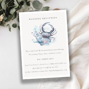 Cartão De Informações Recepção de Casamento Náutico de Coral de Carangue