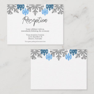 Cartão De Informações Recepção de Casamento no inverno com Flocos de Nev