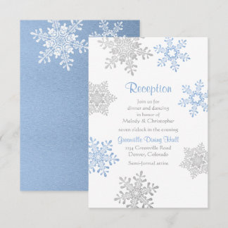 Cartão De Informações Recepção de Casamento no inverno com Neve Azul