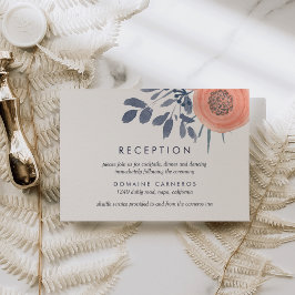 Cartão De Informações Recepção de Casamento Peach Poppies