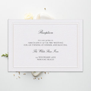 Cartão De Informações Recepção de Casamento Pérola Moderna Clássica Elev