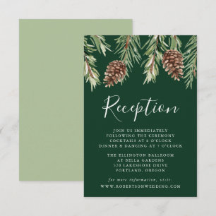 Cartão De Informações Recepção de casamento Pinecone da Aquarela Inverna