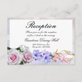Cartão De Informações Recepção de Casamento Pink Rose | Bokeh Prata