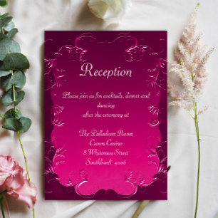 Cartão De Informações Recepção de casamento rosa dos raios ornamentais