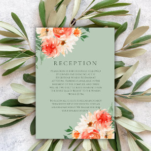 Cartão De Informações Recepção de casamento Rustic Sage e Orange Blooms