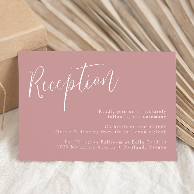 Cartão De Informações Recepção de Casamento Simple Script Dusty Rose (Criador carregado)
