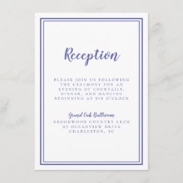Cartão De Informações Recepção de Casamento Simples Azul Vinca