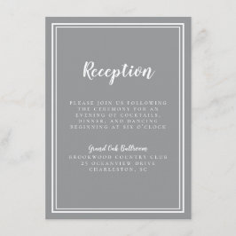 Cartão De Informações Recepção de Casamento Simples Cinza Chic Moldura B