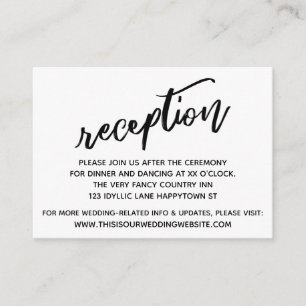 Cartão De Informações Recepção de casamento Simples de Manuscrito Casual