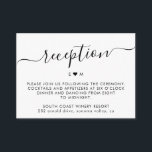 Cartão De Informações Recepção de casamento Simples de Monograma de Scri<br><div class="desc">Placa de Recepção de casamento branca e preta,  escrita e escrita,  simples e minimalista. Apresentando o nome do casal com um motivo cardíaco de amor.</div>