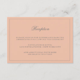 Cartão De Informações Recepção de Casamento Simples e Sofisticada Rosa B