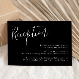 Cartão De Informações Recepção de Casamento Simples em Preto e Branco
