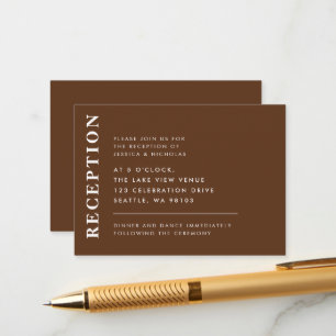 Cartão De Informações Recepção de casamento Simples Escuro Elegante