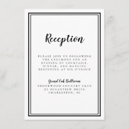 Cartão De Informações Recepção de Casamento Simples Moldura Preto e Bran