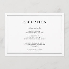 Cartão De Informações Recepção de casamento Simples Preta e Branco Elega