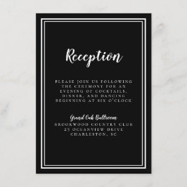 Cartão De Informações Recepção de Casamento Simples Preto e Branco Quadr