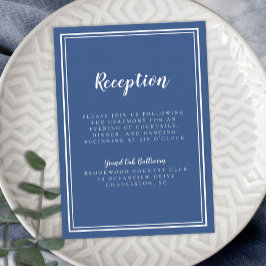 Cartão De Informações Recepção de Casamento Simples Quadro Azul Clássico