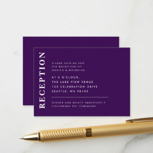 Cartão De Informações Recepção de casamento Simples Roxo Elegante