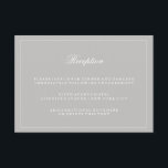 Cartão De Informações Recepção de Casamento Sofisticada em Cinza<br><div class="desc">Este cartão de inserção de recepção de casamento com visual clássico apresenta uma cor cinza suave e uma moldura e texto brancos. Este cartão foi feito para combinar perfeitamente com nossa coleção de casamento em cinza escuro,  que apresenta uma variedade de tons de cinza complementares que funcionam lindamente juntos.</div>