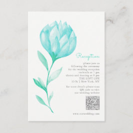 Cartão De Informações Recepção de casamento Teal Peonies