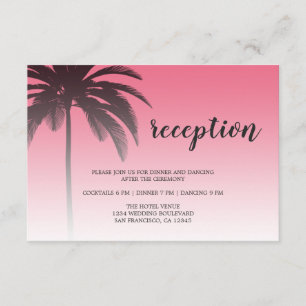 Cartão De Informações Recepção de casamento tropical cor-de-rosa da