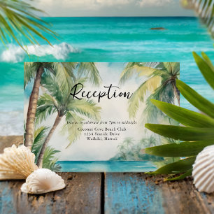 Cartão De Informações Recepção de Casamento Tropical Paradise Palms