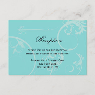 Cartão De Informações Recepção de Casamento Turquesa com Redemoinho Pret