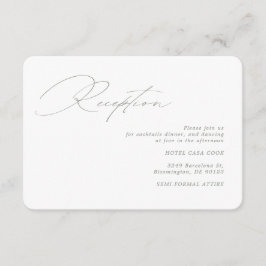 Cartão De Informações Recepção de casamento Verde da Caligrafia Moderna